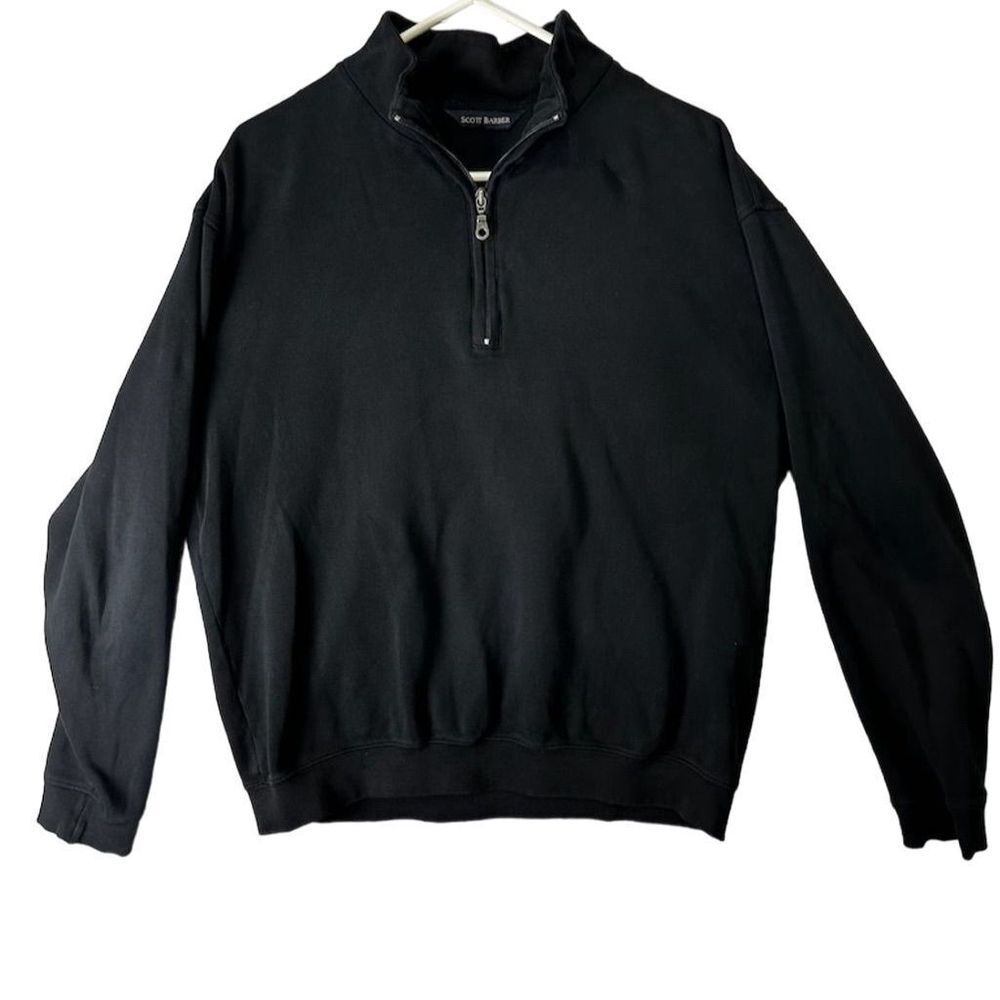 Scott Barber Men's XL Black 1/4 Zip‎ Pima Cotton Pullover Sweater